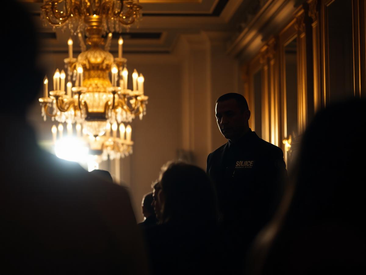 Corporate security officer in a modern London reception